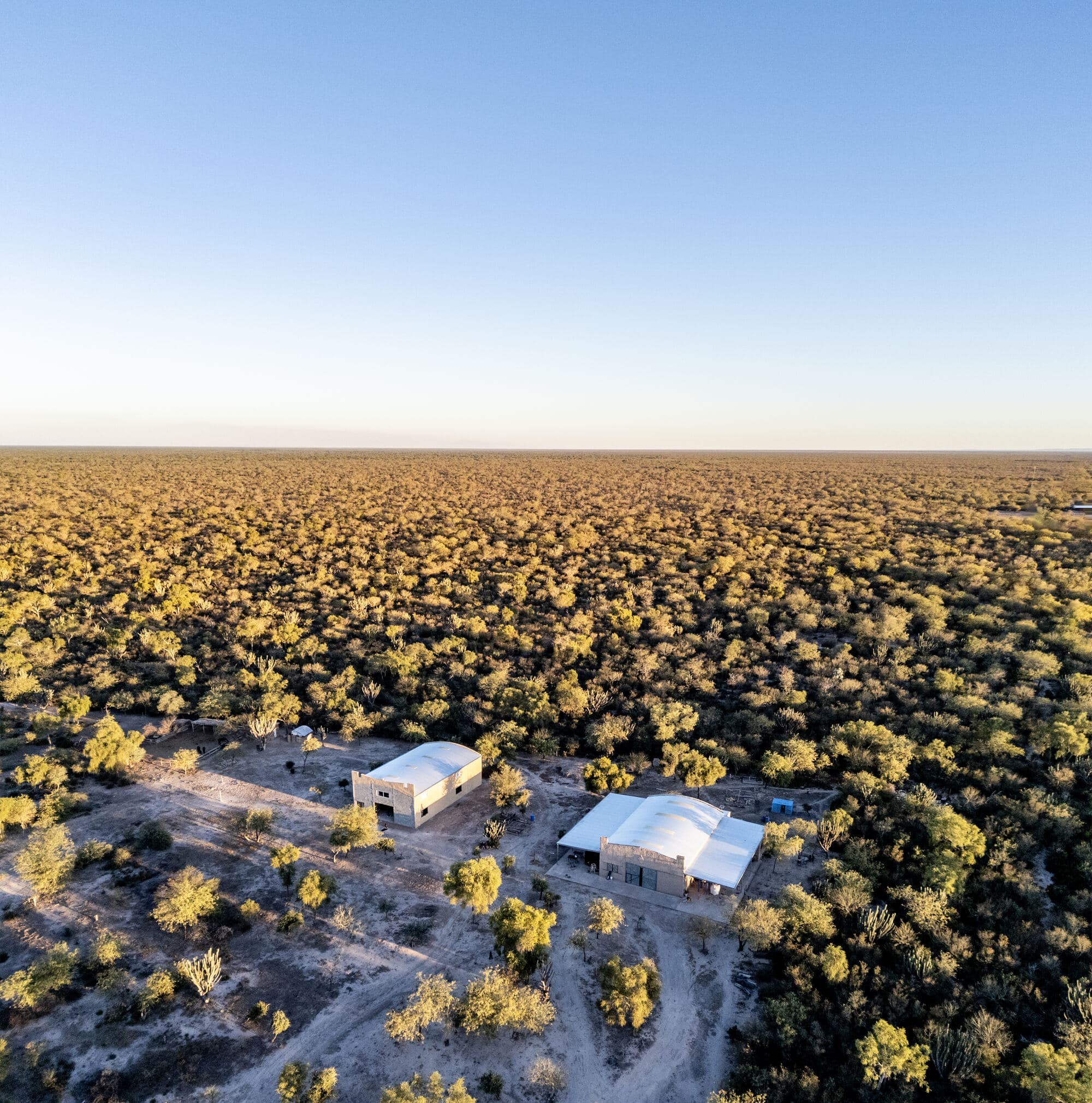 Vista aérea del taller de Pintuna en medio del monte santiagueño