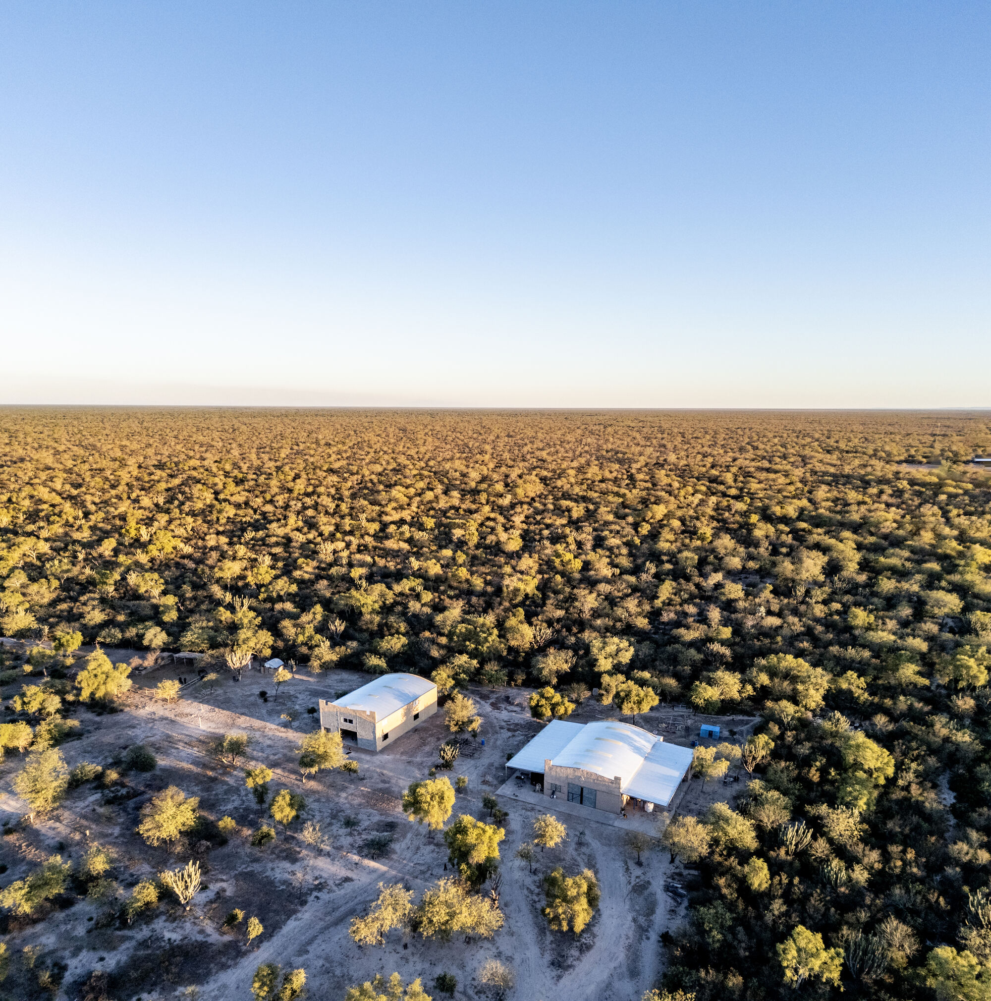 Vista aérea del taller de Pintuna en medio del monte santiagueño